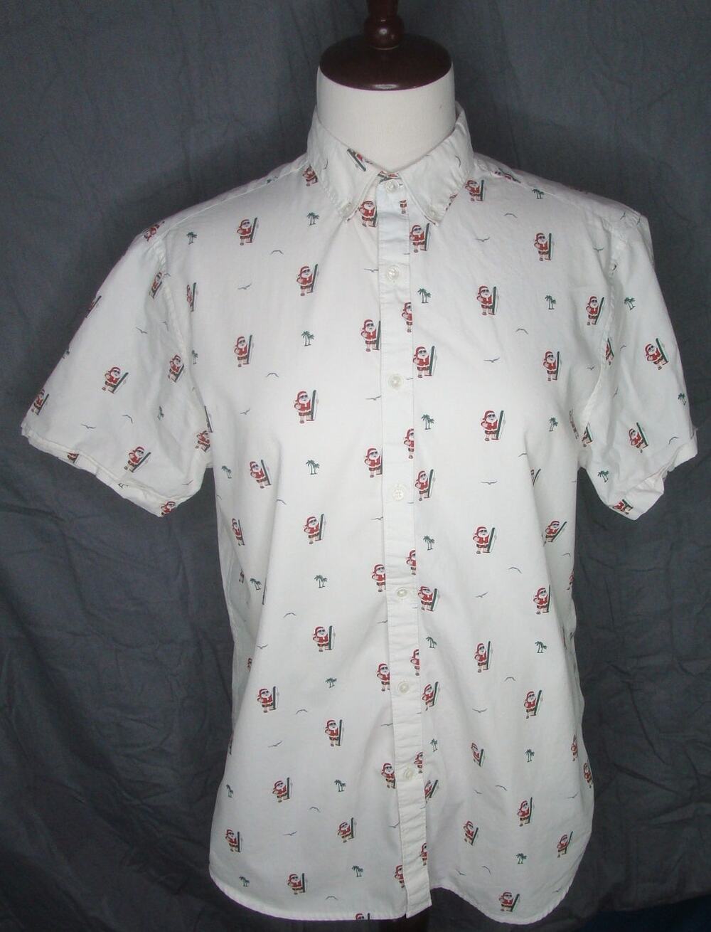 Denim & Flower Ricky Singh Shirt Men's Surfing Santa Button Up M